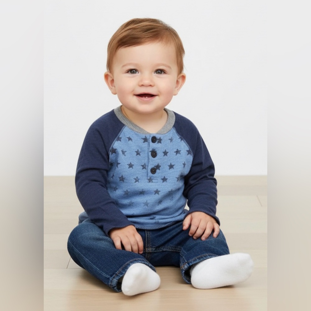 Splendid Baby Star Print Long Sleeve Tee 6-12M Soft Cotton